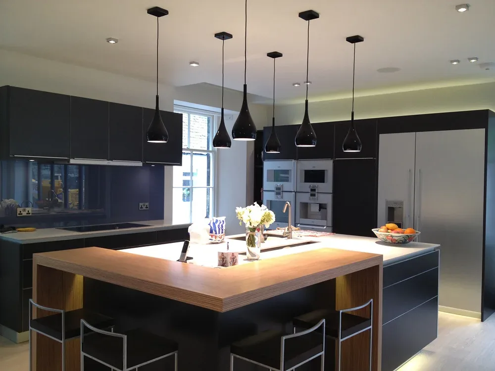 Kitchen island and counters after a detail clean