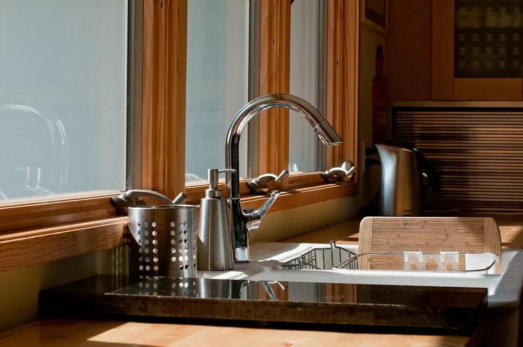 Kitchen sink and counter after a cleaning visit