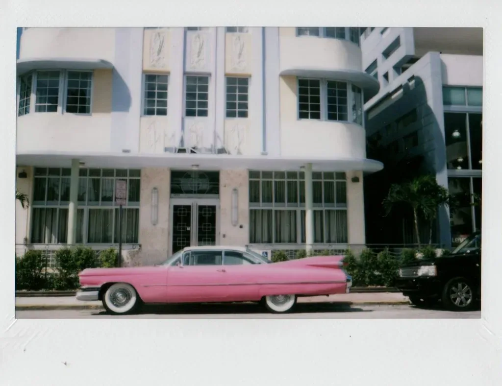 Pastel coastal building on a Florida barrier island street