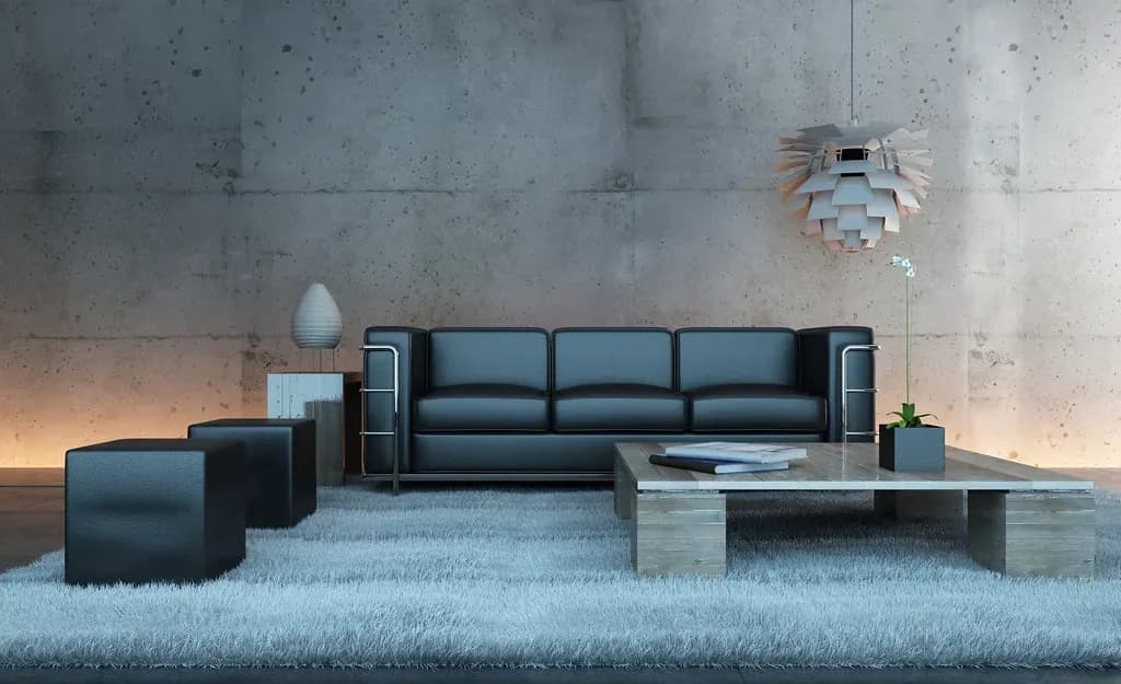 Living area with tile floors and clear surfaces